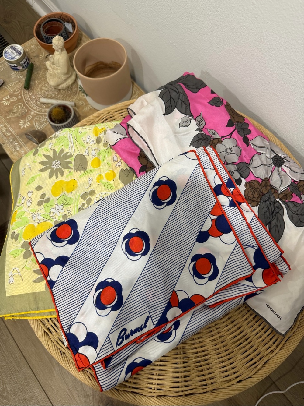 Vintage Scarf Bundle of 3 -Vera Neumann, Kreier, and Brunel Silk 1960s/70s